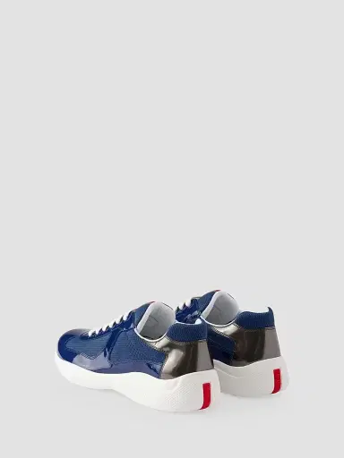 Prada Men's Patent Leather and Technical Fabric America's Cup Sneakers - Blue | Thumbnail 3 Prada Men's Patent Leather and Technical Fabric America's Cup Sneakers - Blue | Thumbnail 3