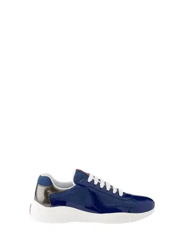 Prada Men's Patent Leather and Technical Fabric America's Cup Sneakers - Blue | Thumbnail 1 Prada Men's Patent Leather and Technical Fabric America's Cup Sneakers - Blue | Thumbnail 1