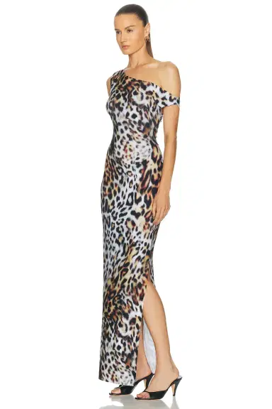 Norma Kamali Drop Shoulder Side Slit Fitted Gown | Thumbnail 3 Norma Kamali Drop Shoulder Side Slit Fitted Gown | Thumbnail 3