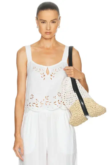 LUNYA Linen Embroidered Eyelet Tank Top | Thumbnail 1 LUNYA Linen Embroidered Eyelet Tank Top | Thumbnail 1