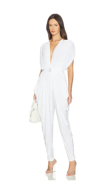 Norma Kamali Square Sleeve Waterfall Jumpsuit | Thumbnail 2 Norma Kamali Square Sleeve Waterfall Jumpsuit | Thumbnail 2