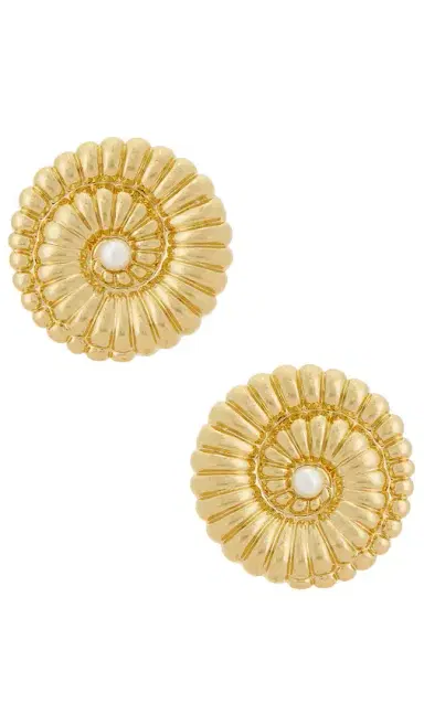 Self-Portrait Gold Pearl Shell Earrings | Thumbnail 1 Self-Portrait Gold Pearl Shell Earrings | Thumbnail 1