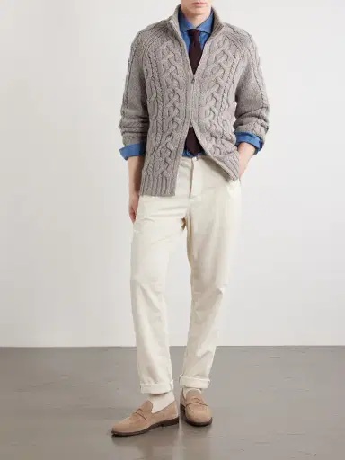 Brunello Cucinelli Cable-Knit Cashmere Zip-Up Sweater - Men | Thumbnail 2 Brunello Cucinelli Cable-Knit Cashmere Zip-Up Sweater - Men | Thumbnail 2