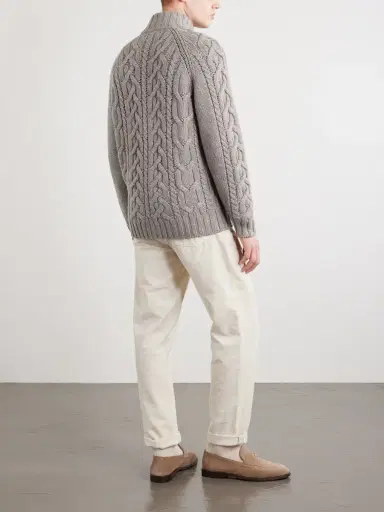 Brunello Cucinelli Cable-Knit Cashmere Zip-Up Sweater - Men | Thumbnail 4 Brunello Cucinelli Cable-Knit Cashmere Zip-Up Sweater - Men | Thumbnail 4