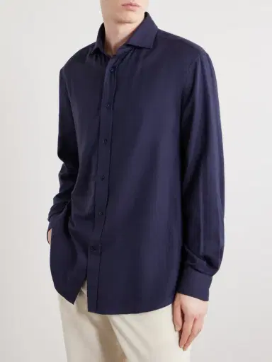 Brunello Cucinelli Herringbone Cotton and Lyocell-Blend Shirt - Men | Thumbnail 3 Brunello Cucinelli Herringbone Cotton and Lyocell-Blend Shirt - Men | Thumbnail 3