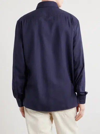 Brunello Cucinelli Herringbone Cotton and Lyocell-Blend Shirt - Men | Thumbnail 4 Brunello Cucinelli Herringbone Cotton and Lyocell-Blend Shirt - Men | Thumbnail 4
