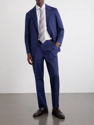 Brunello Cucinelli Straight-Leg Pleated Cotton-Blend Twill Suit Trousers - Men | Thumbnail 2 Brunello Cucinelli Straight-Leg Pleated Cotton-Blend Twill Suit Trousers - Men | Thumbnail 2