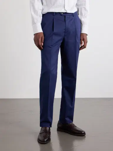 Brunello Cucinelli Straight-Leg Pleated Cotton-Blend Twill Suit Trousers - Men | Thumbnail 3 Brunello Cucinelli Straight-Leg Pleated Cotton-Blend Twill Suit Trousers - Men | Thumbnail 3
