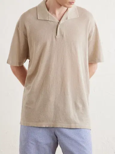 Sunspel Linen-Piqué Polo Shirt - Men | Thumbnail 3 Sunspel Linen-Piqué Polo Shirt - Men | Thumbnail 3