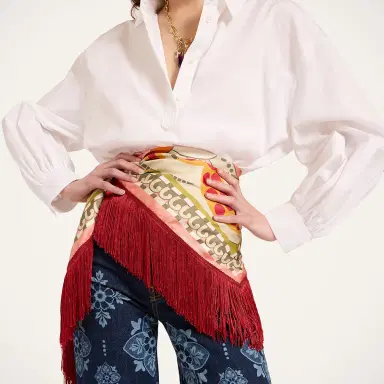 La DoubleJ Reversible Fringe Foulard 90 | Thumbnail 2 La DoubleJ Reversible Fringe Foulard 90 | Thumbnail 2