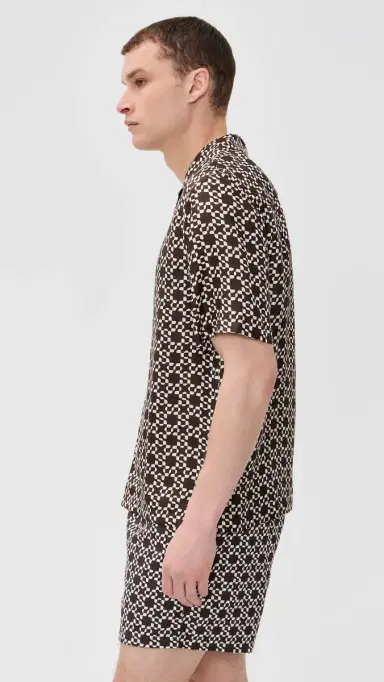 Simkhai Casper Printed ilk Shirt Chocolate | Thumbnail 4 Simkhai Casper Printed ilk Shirt Chocolate | Thumbnail 4