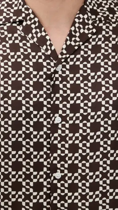 Simkhai Casper Printed ilk Shirt Chocolate | Thumbnail 6 Simkhai Casper Printed ilk Shirt Chocolate | Thumbnail 6
