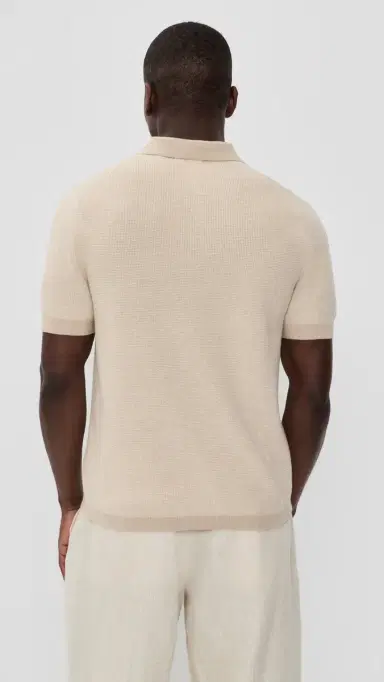 Vince Colorblock Feed tripe Polo Th Pecan/mock White | Thumbnail 3 Vince Colorblock Feed tripe Polo Th Pecan/mock White | Thumbnail 3