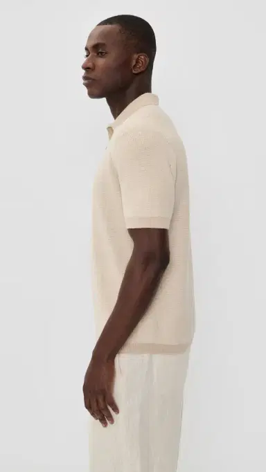 Vince Colorblock Feed tripe Polo Th Pecan/mock White | Thumbnail 4 Vince Colorblock Feed tripe Polo Th Pecan/mock White | Thumbnail 4