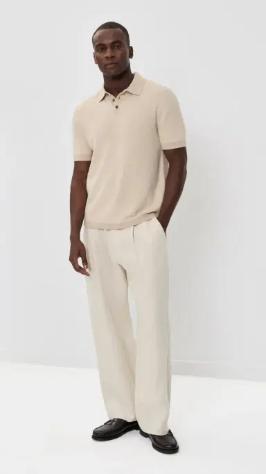 Vince Colorblock Feed tripe Polo Th Pecan/mock White | Thumbnail 5 Vince Colorblock Feed tripe Polo Th Pecan/mock White | Thumbnail 5