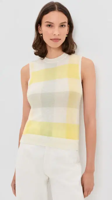 Vince Plaid Crew Neck Shell Tank | Thumbnail 2 Vince Plaid Crew Neck Shell Tank | Thumbnail 2