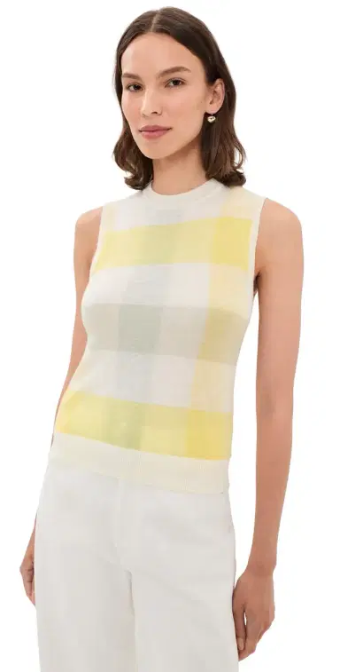 Vince Plaid Crew Neck Shell Tank | Thumbnail 1 Vince Plaid Crew Neck Shell Tank | Thumbnail 1