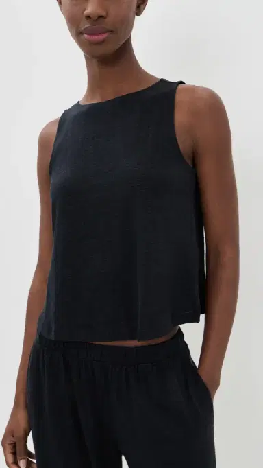 Eberjey Linen Knit Boat Neck Crop Tank Black L | Thumbnail 2 Eberjey Linen Knit Boat Neck Crop Tank Black L | Thumbnail 2
