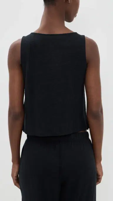 Eberjey Linen Knit Boat Neck Crop Tank Black L | Thumbnail 3 Eberjey Linen Knit Boat Neck Crop Tank Black L | Thumbnail 3