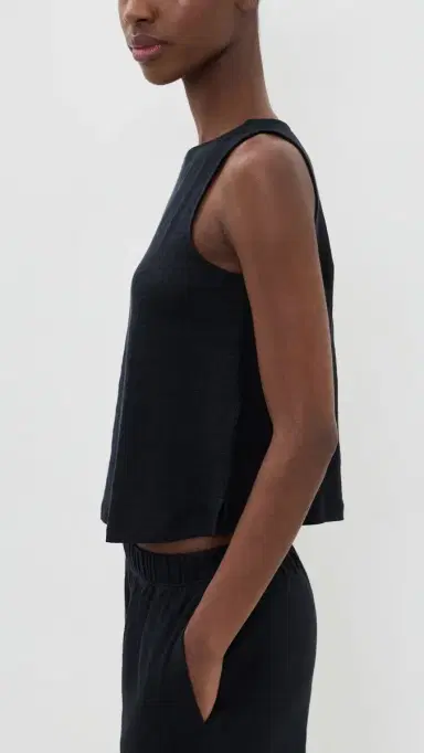 Eberjey Linen Knit Boat Neck Crop Tank Black L | Thumbnail 4 Eberjey Linen Knit Boat Neck Crop Tank Black L | Thumbnail 4