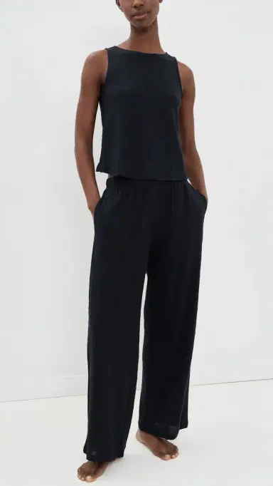 Eberjey Linen Knit Boat Neck Crop Tank Black L | Thumbnail 5 Eberjey Linen Knit Boat Neck Crop Tank Black L | Thumbnail 5
