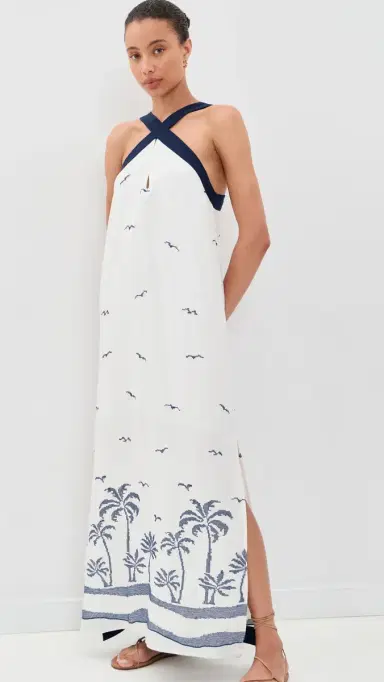 Dress To Nautical Embroidered Maxi Dress Off-White Nautical | Thumbnail 5 Dress To Nautical Embroidered Maxi Dress Off-White Nautical | Thumbnail 5