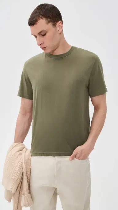 FRAME Short Sleeve Light Cotton Tee Antique Green | Thumbnail 2 FRAME Short Sleeve Light Cotton Tee Antique Green | Thumbnail 2