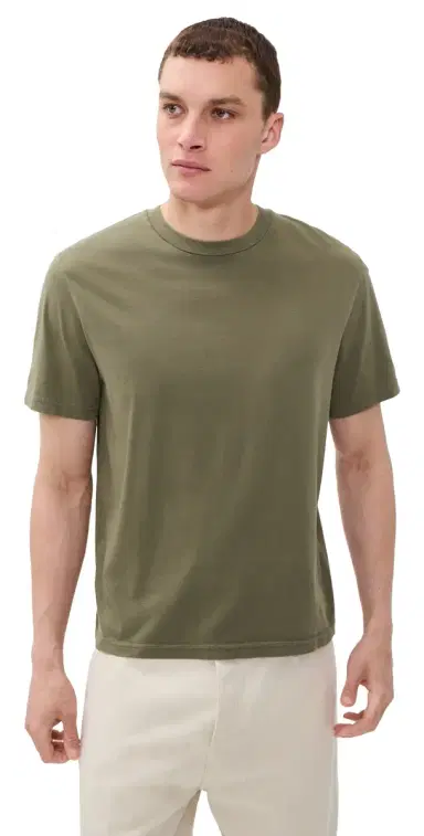 FRAME Short Sleeve Light Cotton Tee Antique Green | Thumbnail 1 FRAME Short Sleeve Light Cotton Tee Antique Green | Thumbnail 1
