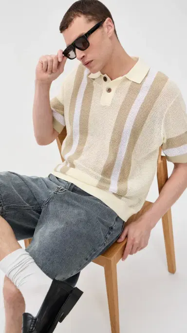 Obey Seth Polo Sweater Unbleached Multi L | Thumbnail 2 Obey Seth Polo Sweater Unbleached Multi L | Thumbnail 2