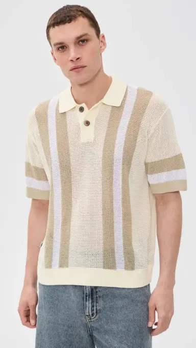 Obey Seth Polo Sweater Unbleached Multi L | Thumbnail 3 Obey Seth Polo Sweater Unbleached Multi L | Thumbnail 3