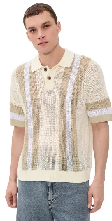 Obey Seth Polo Sweater Unbleached Multi L | Thumbnail 1 Obey Seth Polo Sweater Unbleached Multi L | Thumbnail 1