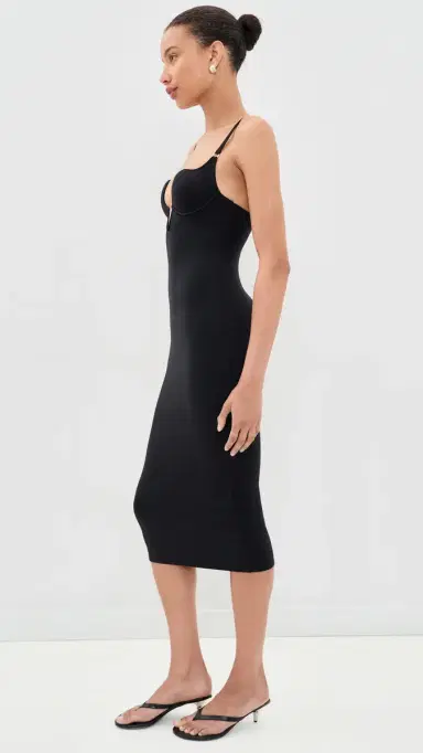 Fleur du Mal Le Stretch icro U-Plunge Midi Dress Black | Thumbnail 4 Fleur du Mal Le Stretch icro U-Plunge Midi Dress Black | Thumbnail 4