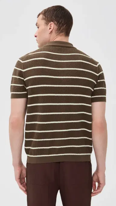 Simkhai Calum Polo Chocolate Stripe | Thumbnail 3 Simkhai Calum Polo Chocolate Stripe | Thumbnail 3