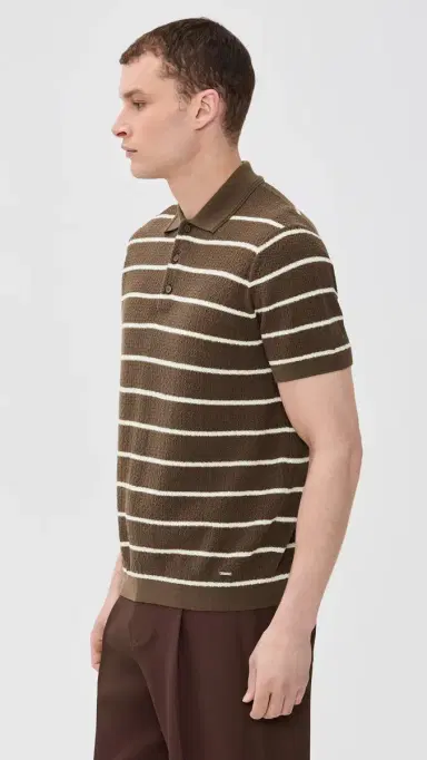 Simkhai Calum Polo Chocolate Stripe | Thumbnail 4 Simkhai Calum Polo Chocolate Stripe | Thumbnail 4
