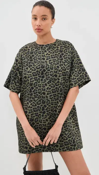 Marques'Almeida Bonded Satin T-Shirt Dress Green Leo | Thumbnail 2 Marques'Almeida Bonded Satin T-Shirt Dress Green Leo | Thumbnail 2
