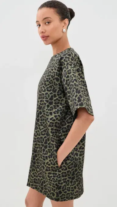 Marques'Almeida Bonded Satin T-Shirt Dress Green Leo | Thumbnail 4 Marques'Almeida Bonded Satin T-Shirt Dress Green Leo | Thumbnail 4