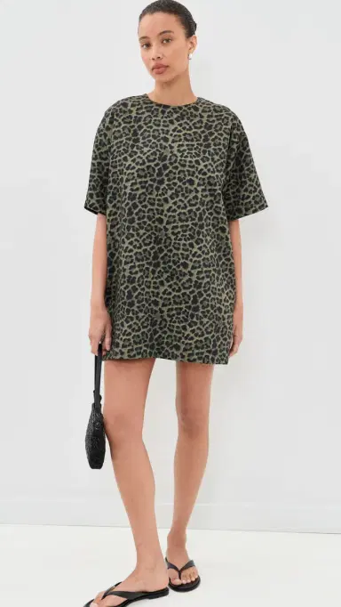 Marques'Almeida Bonded Satin T-Shirt Dress Green Leo | Thumbnail 5 Marques'Almeida Bonded Satin T-Shirt Dress Green Leo | Thumbnail 5