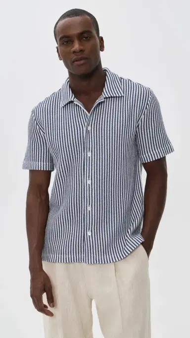 Madewell x hopbop Crochet Knit Button Down hirt Deep Water | Thumbnail 2 Madewell x hopbop Crochet Knit Button Down hirt Deep Water | Thumbnail 2
