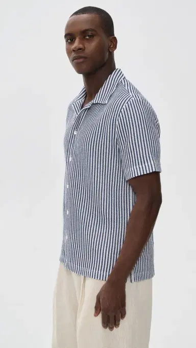 Madewell x hopbop Crochet Knit Button Down hirt Deep Water | Thumbnail 4 Madewell x hopbop Crochet Knit Button Down hirt Deep Water | Thumbnail 4