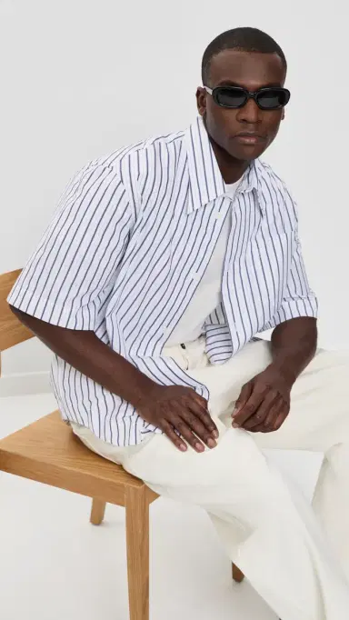 AMI Striped Camp Collar Shirt | Thumbnail 2 AMI Striped Camp Collar Shirt | Thumbnail 2