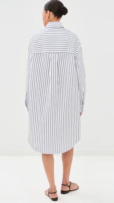 AMI Embossed Ami De Coeur Wide Shirt Dress Blanc/Encre | Thumbnail 3 AMI Embossed Ami De Coeur Wide Shirt Dress Blanc/Encre | Thumbnail 3