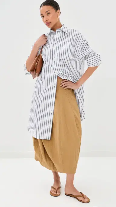 AMI Embossed Ami De Coeur Wide Shirt Dress Blanc/Encre | Thumbnail 5 AMI Embossed Ami De Coeur Wide Shirt Dress Blanc/Encre | Thumbnail 5