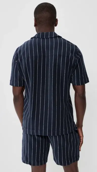Orlebar Brown Hawkin tripe Towelling Shirt Night Iris/White and | Thumbnail 3 Orlebar Brown Hawkin tripe Towelling Shirt Night Iris/White and | Thumbnail 3