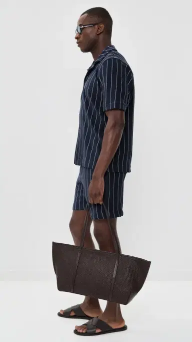 Orlebar Brown Hawkin tripe Towelling Shirt Night Iris/White and | Thumbnail 4 Orlebar Brown Hawkin tripe Towelling Shirt Night Iris/White and | Thumbnail 4