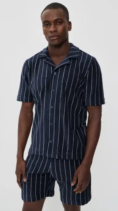 Orlebar Brown Hawkin tripe Towelling Shirt Night Iris/White and | Thumbnail 6 Orlebar Brown Hawkin tripe Towelling Shirt Night Iris/White and | Thumbnail 6