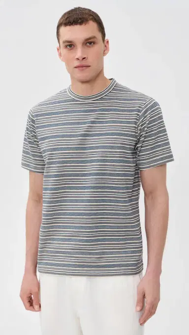 Universal Works triped Core Tee Grey | Thumbnail 2 Universal Works triped Core Tee Grey | Thumbnail 2