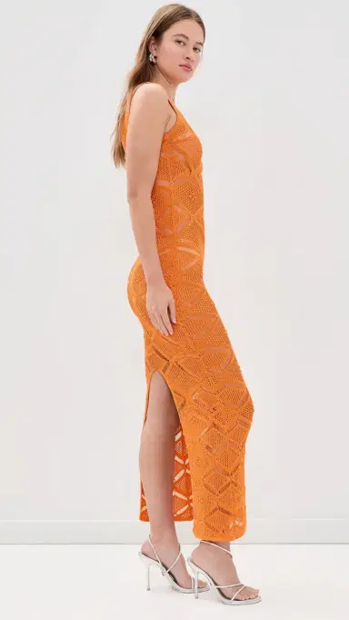 Dur Doux Aperol Diamond Maxi Dress Aperol | Thumbnail 4 Dur Doux Aperol Diamond Maxi Dress Aperol | Thumbnail 4