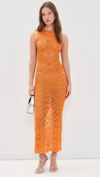 Dur Doux Aperol Diamond Maxi Dress Aperol | Thumbnail 5 Dur Doux Aperol Diamond Maxi Dress Aperol | Thumbnail 5