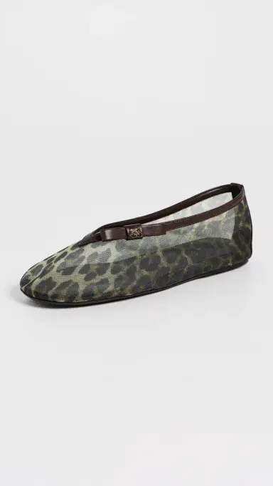 Ganni Jenny Printed Mesh Bow Ballerina Flats Almond Milk 41 | Thumbnail 2 Ganni Jenny Printed Mesh Bow Ballerina Flats Almond Milk 41 | Thumbnail 2