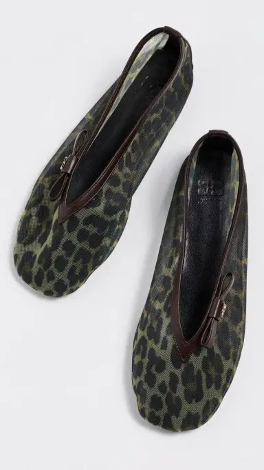 Ganni Jenny Printed Mesh Bow Ballerina Flats Almond Milk 41 | Thumbnail 5 Ganni Jenny Printed Mesh Bow Ballerina Flats Almond Milk 41 | Thumbnail 5